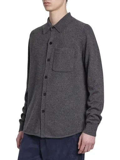 Dries Van Noten Men's Monaco Cashmere Shirt - Dark Grey - Size Medium | Thumbnail 4 Dries Van Noten Men's Monaco Cashmere Shirt - Dark Grey - Size Medium | Thumbnail 4