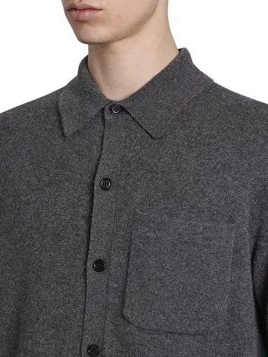 Dries Van Noten Men's Monaco Cashmere Shirt - Dark Grey - Size Medium | Thumbnail 6 Dries Van Noten Men's Monaco Cashmere Shirt - Dark Grey - Size Medium | Thumbnail 6