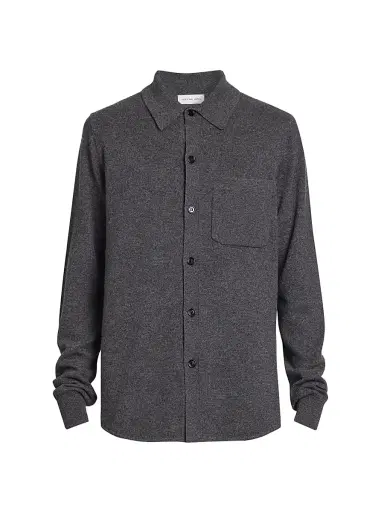 Dries Van Noten Men's Monaco Cashmere Shirt - Dark Grey - Size Medium | Thumbnail 1 Dries Van Noten Men's Monaco Cashmere Shirt - Dark Grey - Size Medium | Thumbnail 1