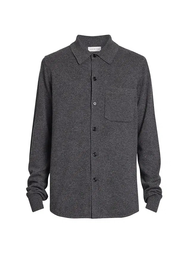 Dries Van Noten Men's Monaco Cashmere Shirt - Dark Grey