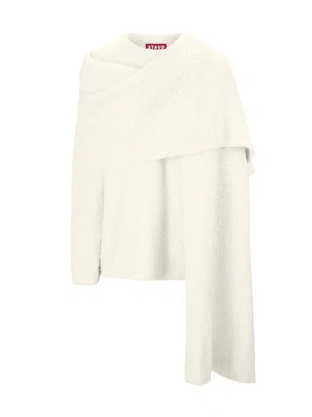 STAUD Women's Siren Scarf-Detailed Bouclé Yarn Sweater -