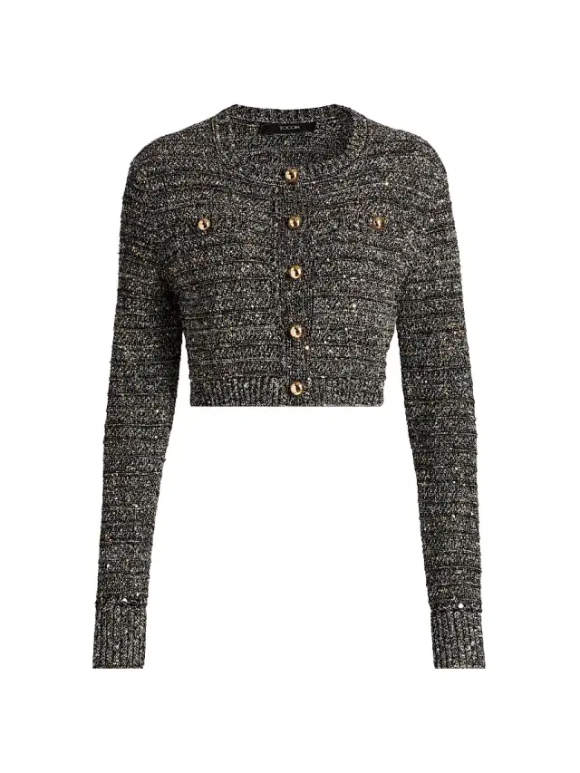 Toccin Women's Miller Sequin Knit Cardigan - Charcoal Multi