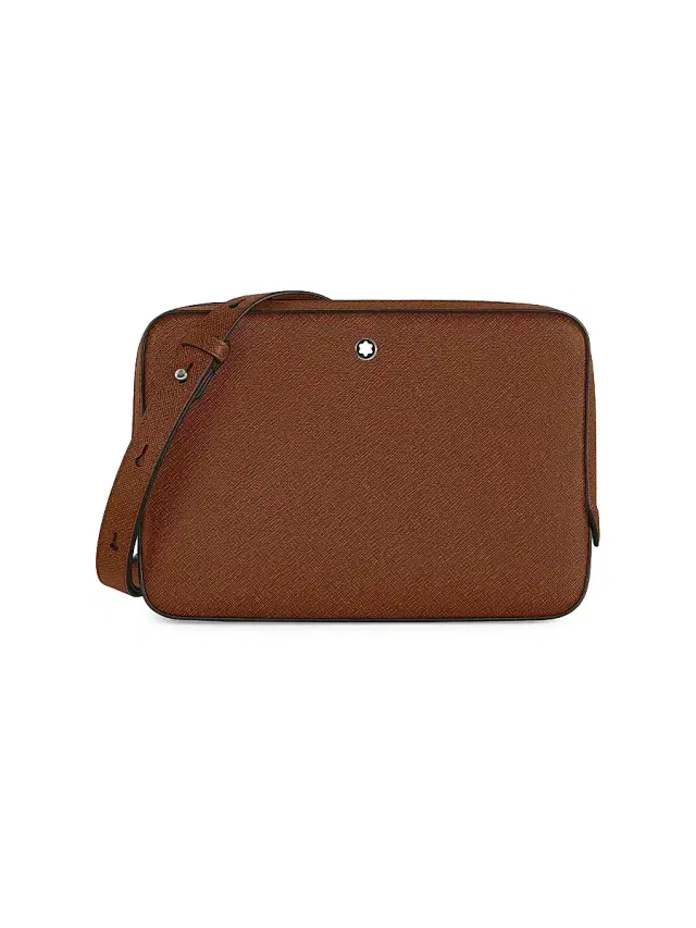 Men's Sartorial Mini Leather Crossbody Bag - Brown