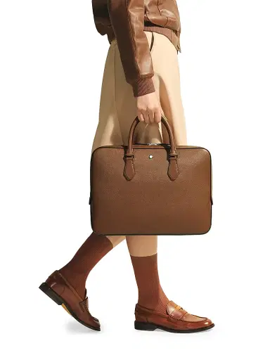 Montblanc Men's Sartorial Leather Document Case - Brown | Thumbnail 2 Montblanc Men's Sartorial Leather Document Case - Brown | Thumbnail 2