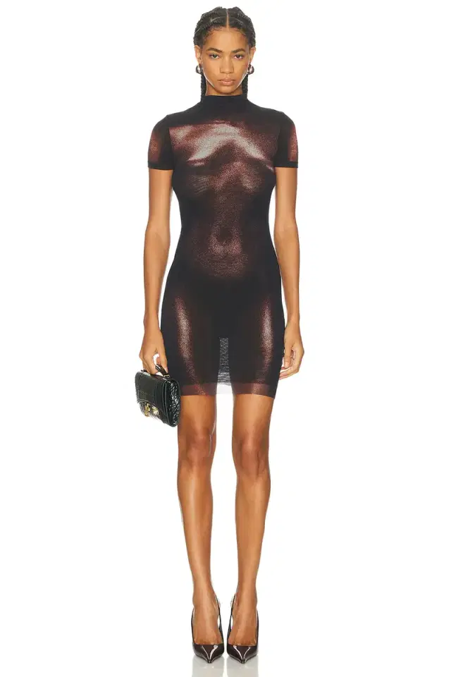 High Neck Body Dust Printed Short Dress