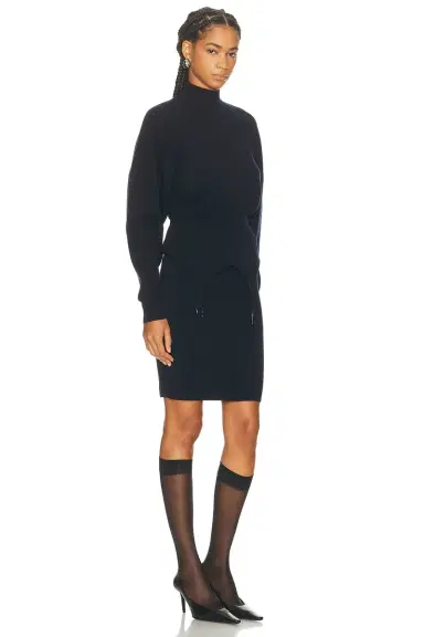 Jean Paul Gaultier Ribbed High Neck Bat Sleeves Lingerie Garter Short Dress | Thumbnail 2 Jean Paul Gaultier Ribbed High Neck Bat Sleeves Lingerie Garter Short Dress | Thumbnail 2
