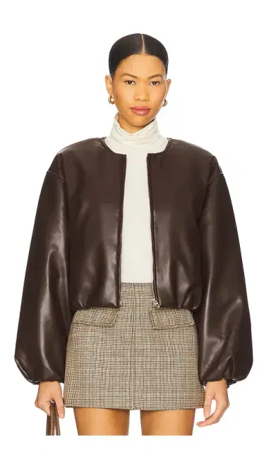 BLANKNYC Cropped Leather Bomber | Thumbnail 1 BLANKNYC Cropped Leather Bomber | Thumbnail 1
