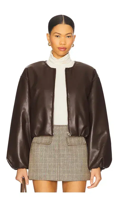 Cropped Leather Bomber