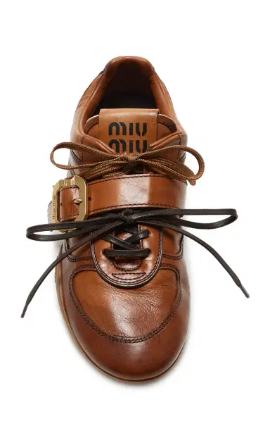 Miu Miu Buckled Leather Sneakers | Thumbnail 4 Miu Miu Buckled Leather Sneakers | Thumbnail 4