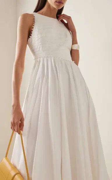 Aje Florence Pearl-Trimmed Cotton Midi Dress | Thumbnail 3