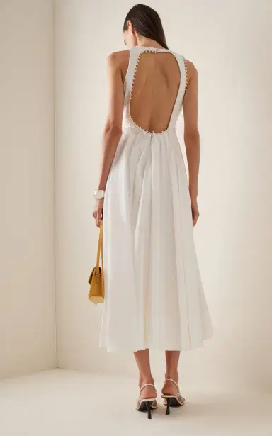 Aje Florence Pearl-Trimmed Cotton Midi Dress | Thumbnail 4