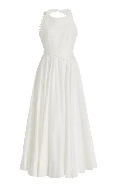 Aje Florence Pearl-Trimmed Cotton Midi Dress | Thumbnail 1