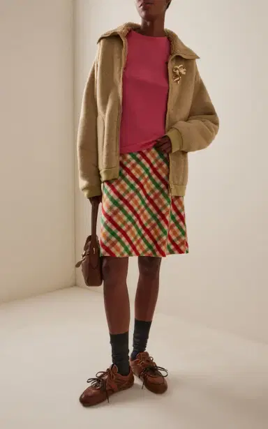 Miu Miu Checked Wool-Blend Midi Skirt | Thumbnail 3 Miu Miu Checked Wool-Blend Midi Skirt | Thumbnail 3