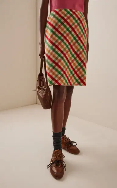 Miu Miu Checked Wool-Blend Midi Skirt | Thumbnail 4 Miu Miu Checked Wool-Blend Midi Skirt | Thumbnail 4