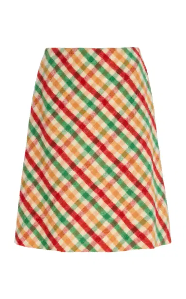Miu Miu Checked Wool-Blend Midi Skirt | Thumbnail 1 Miu Miu Checked Wool-Blend Midi Skirt | Thumbnail 1