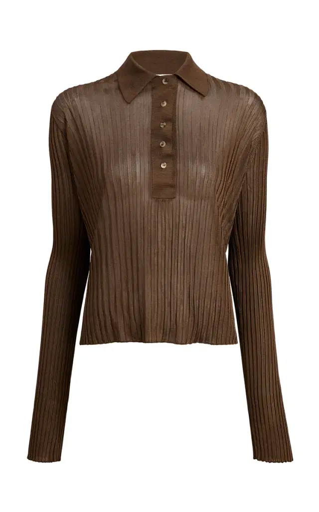 Khaite Vin Ribbed Sheer Top