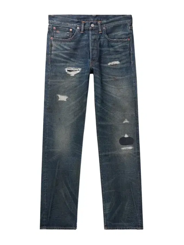 Straight-Leg Distressed Selvedge Jeans - Men