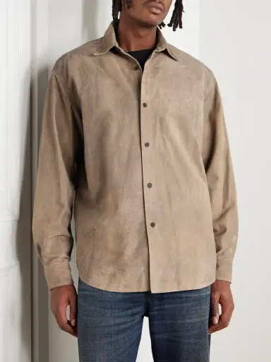 A.PRESSE Distressed Suede Shirt Jacket - Men | Thumbnail 3