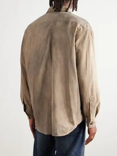 A.PRESSE Distressed Suede Shirt Jacket - Men | Thumbnail 4