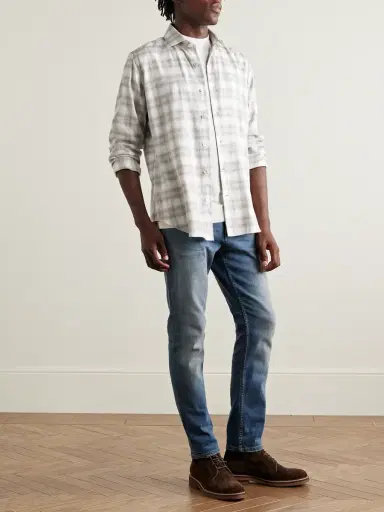 ELEVENTY Checked Cotton and Lyocell-Blend Flannel Shirt - Men | Thumbnail 2