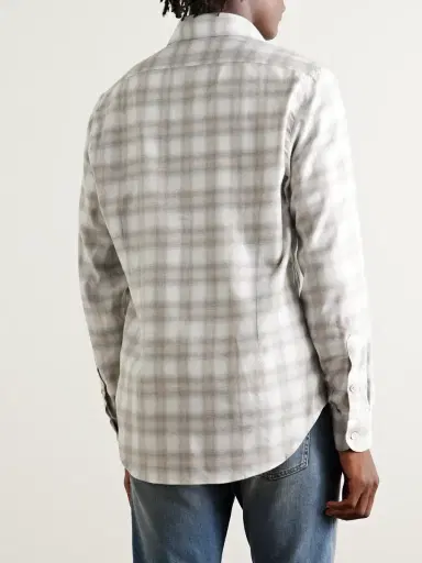 ELEVENTY Checked Cotton and Lyocell-Blend Flannel Shirt - Men | Thumbnail 3