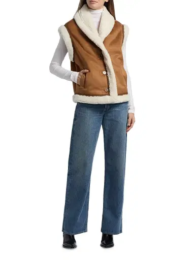 dh New York Women's Athena Faux Shearling-Trimmed Vest - Camel Combo | Thumbnail 2