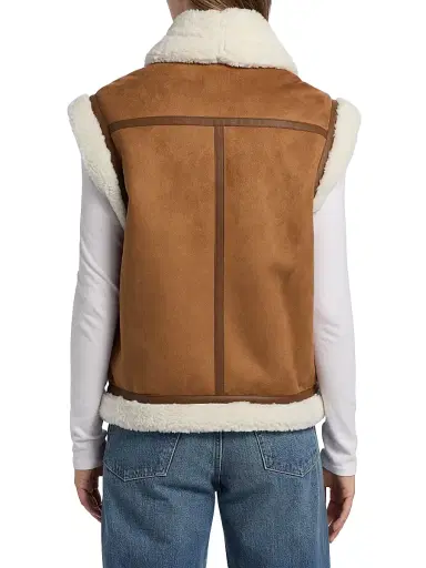 dh New York Women's Athena Faux Shearling-Trimmed Vest - Camel Combo | Thumbnail 5