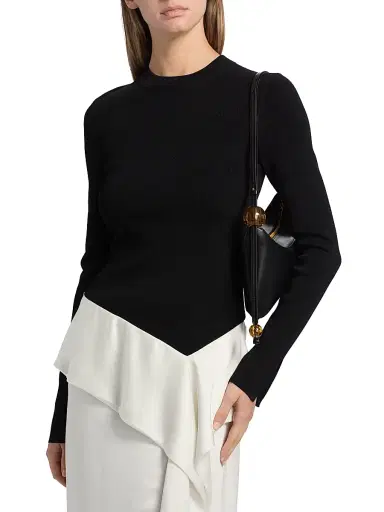 SIMKHAI Women's Ornella Ruffle-Trim Colorblocked Midi-Dress - Black Multi | Thumbnail 6 SIMKHAI Women's Ornella Ruffle-Trim Colorblocked Midi-Dress - Black Multi | Thumbnail 6
