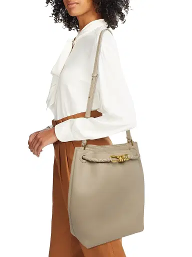 Bottega Veneta Women's Borsa Leather Bucket Bag - Ecru Muse Brass | Thumbnail 2 Bottega Veneta Women's Borsa Leather Bucket Bag - Ecru Muse Brass | Thumbnail 2