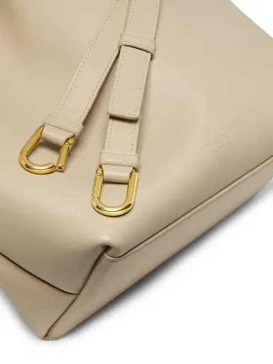 Bottega Veneta Women's Borsa Leather Bucket Bag - Ecru Muse Brass | Thumbnail 5 Bottega Veneta Women's Borsa Leather Bucket Bag - Ecru Muse Brass | Thumbnail 5