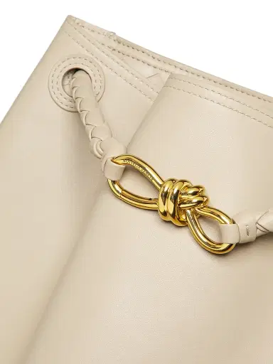 Bottega Veneta Women's Borsa Leather Bucket Bag - Ecru Muse Brass | Thumbnail 6 Bottega Veneta Women's Borsa Leather Bucket Bag - Ecru Muse Brass | Thumbnail 6