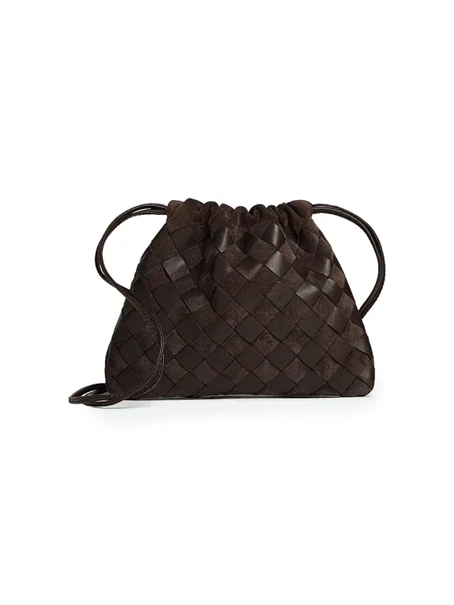Women's  Dustbag Intrecciato Leather & Suede Crossbody Bag - Fondant Gold