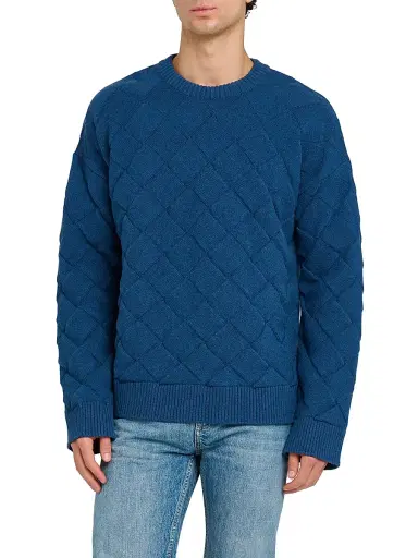 Bottega Veneta Men's Intrecciato 3D Wool-Blend Knit Sweater | Thumbnail 3 Bottega Veneta Men's Intrecciato 3D Wool-Blend Knit Sweater | Thumbnail 3