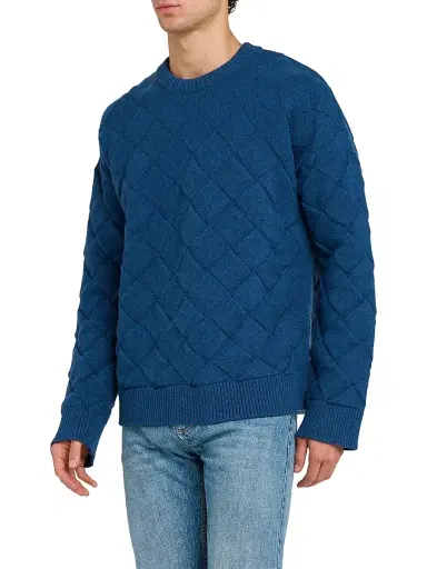 Bottega Veneta Men's Intrecciato 3D Wool-Blend Knit Sweater | Thumbnail 4 Bottega Veneta Men's Intrecciato 3D Wool-Blend Knit Sweater | Thumbnail 4