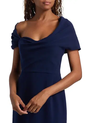 Carolina Herrera Women's Draped Off-the-Shoulder Column Gown - Dark Navy - Size 12 | Thumbnail 6 Carolina Herrera Women's Draped Off-the-Shoulder Column Gown - Dark Navy - Size 12 | Thumbnail 6