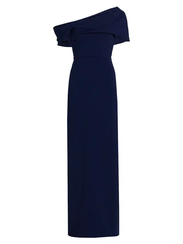 Carolina Herrera Women's Draped Off-the-Shoulder Column Gown - Dark Navy