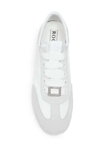 Roger Vivier Women's Viv Suede Mesh Low-Top Sneakers - White | Thumbnail 4 Roger Vivier Women's Viv Suede Mesh Low-Top Sneakers - White | Thumbnail 4
