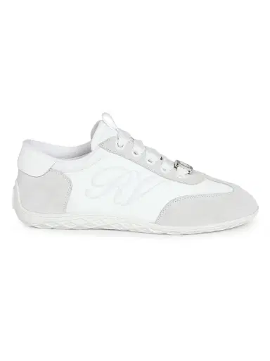 Roger Vivier Women's Viv Suede Mesh Low-Top Sneakers - White | Thumbnail 1 Roger Vivier Women's Viv Suede Mesh Low-Top Sneakers - White | Thumbnail 1