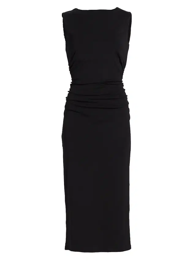 Women's Charissa Gathered Stretch Cotton Jersey Sheath Dress - Black