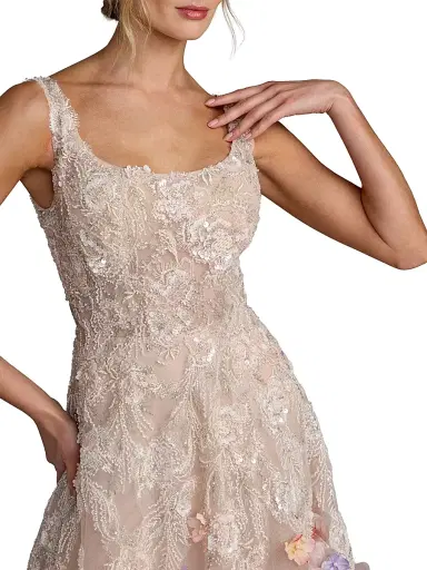 Mac Duggal Women's Sequined Floral Appliqué Cocktail Dress - Blush Multi - Size 14 | Thumbnail 3
