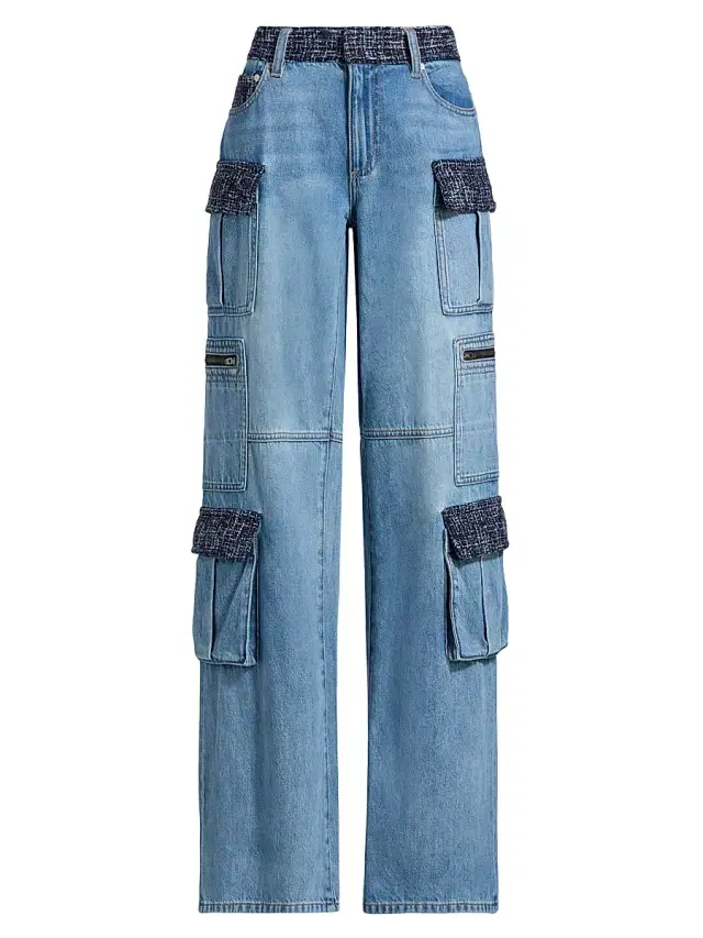 ALICE + OLIVIA Women's Cay Baggy Denim Cargo Jeans - Celine Vintage