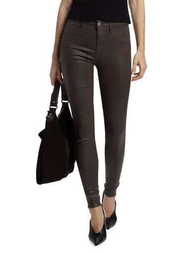 L'AGENCE Women's Marguerite Mid-Rise Coated Skinny Jeans - Chocolate Coated | Thumbnail 3