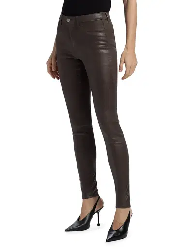 L'AGENCE Women's Marguerite Mid-Rise Coated Skinny Jeans - Chocolate Coated | Thumbnail 4