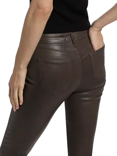 L'AGENCE Women's Marguerite Mid-Rise Coated Skinny Jeans - Chocolate Coated | Thumbnail 6