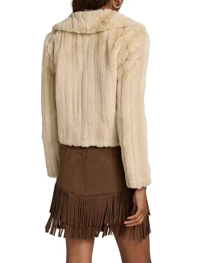 L'Agence Women's Davy Faux fur Cropped Jacket - Latte Striped Fur - Size 16 | Thumbnail 5