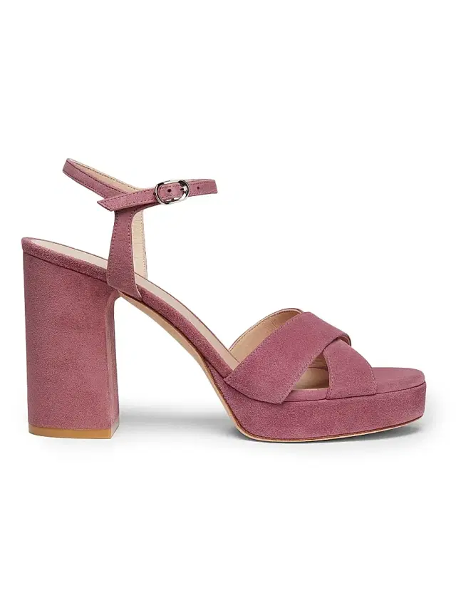 Stuart Weitzman Women's Dayna 100MM Suede Platform Sandals - Dusty Berry