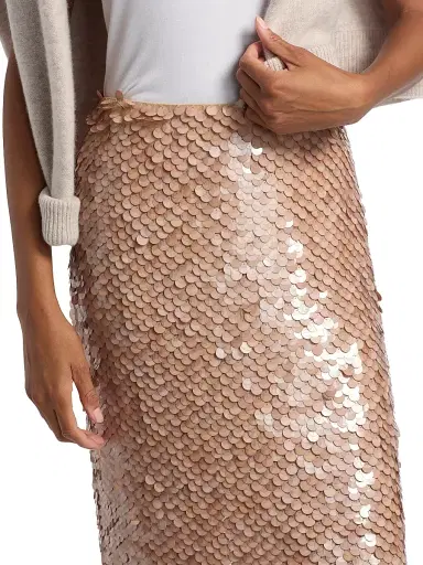 TWP Women's Gwyneth Sequin Midi-Skirt - Tan | Thumbnail 6 TWP Women's Gwyneth Sequin Midi-Skirt - Tan | Thumbnail 6