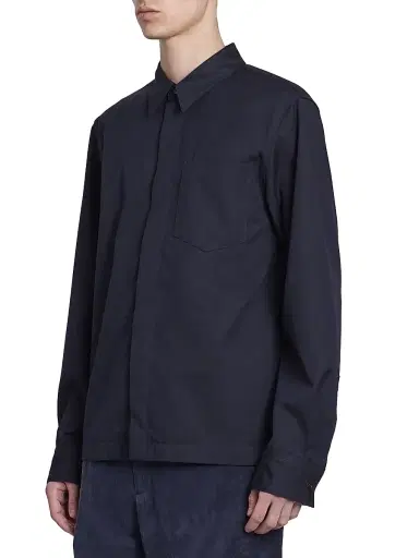 Dries Van Noten Men's Corran Cotton-Wool Button-Front Shirt - Navy - Size Small | Thumbnail 4 Dries Van Noten Men's Corran Cotton-Wool Button-Front Shirt - Navy - Size Small | Thumbnail 4