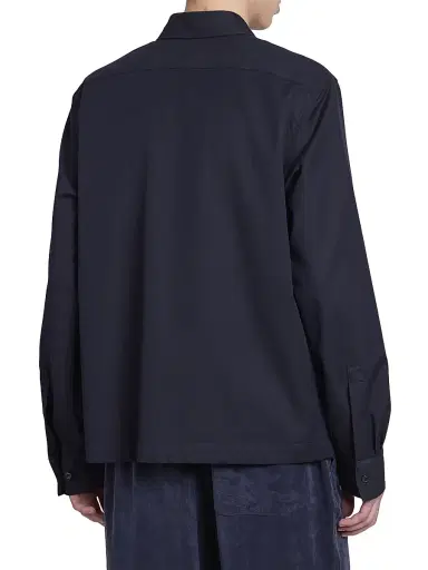 Dries Van Noten Men's Corran Cotton-Wool Button-Front Shirt - Navy - Size Small | Thumbnail 5 Dries Van Noten Men's Corran Cotton-Wool Button-Front Shirt - Navy - Size Small | Thumbnail 5