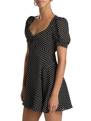 Reformation Women's Rebecca Polka Dot Minidress - Caviar Dot - Size 12 | Thumbnail 4